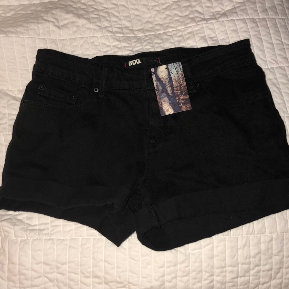BDG black cuffed denim shorts